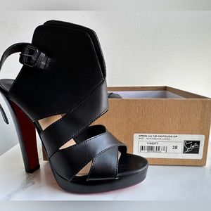 Christian Louboutin Calfskin Apron Lili 120 Pumps Size 38 Black